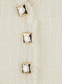 Self-Portrait Women White Sleeveless Mini Dress With V-Neck And Jewel Buttons In Tech Fabric For Women