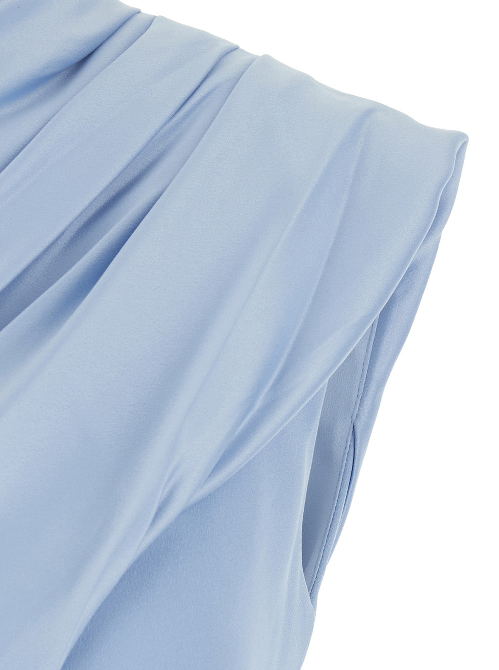SOLACE LONDON Solace London Women 'Gabriela' Light Blue One-Shoulder Long Dress With Asymmetrical Bodice And Draping In Tech Fabric For Women