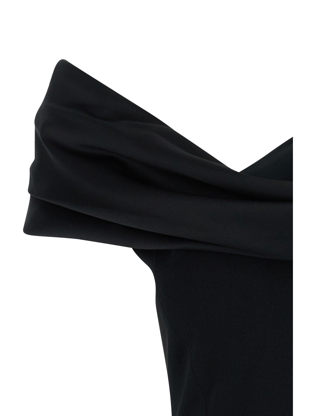 Solace London Women 'Adele' Long Black Dress With Off-Shoulder Design And Draped Neckline In Tech Fabric For Women