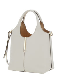 Tod's Women White Handbag With Adjustable And Removable Shoulder Strap And Metal Bar On The Front In Leather For Women