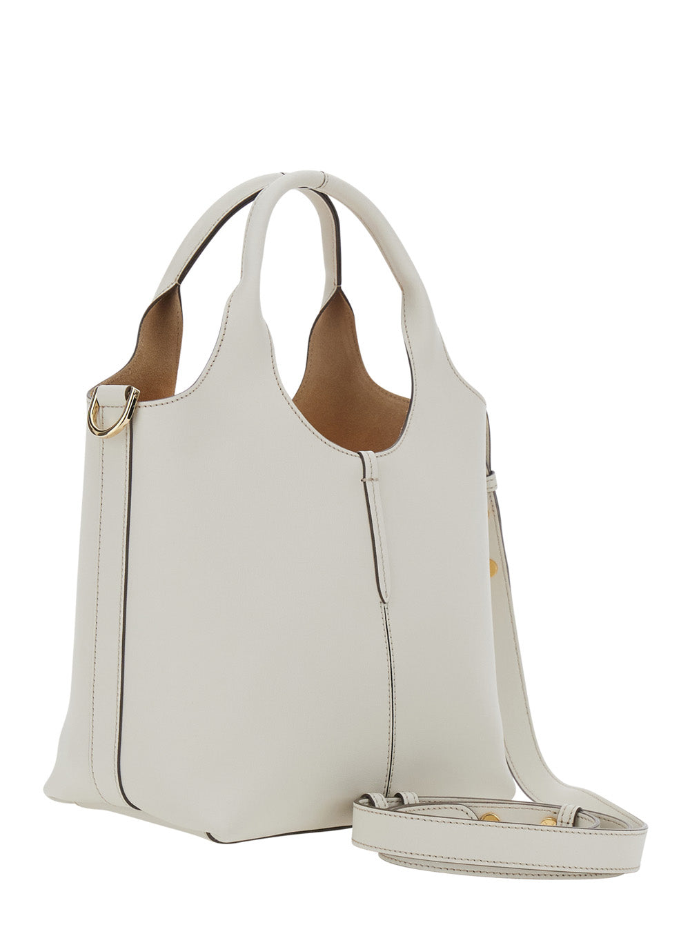 Tod's Women White Handbag With Adjustable And Removable Shoulder Strap And Metal Bar On The Front In Leather For Women