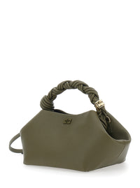 GANNI Ganni Women 'Bou Small' Green Handbag With Woven Handle And Adjustable And Removable Strap In Grained Leather Woman