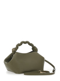 GANNI Ganni Women 'Bou Small' Green Handbag With Woven Handle And Adjustable And Removable Strap In Grained Leather Woman