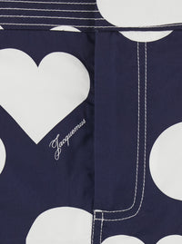 Jacquemus Women 'La Jupe Cabana' Blue Skirt With Hearts Polka Dot Motif And Fringed Hem In Cotton Woman