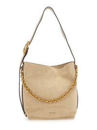 MICHAEL MICHAEL KORS Michael Michael Kors Women 'Nolita' Beige Shoulder Bag With Chain Detail And Logo Lettering On The Front In Suede For Women