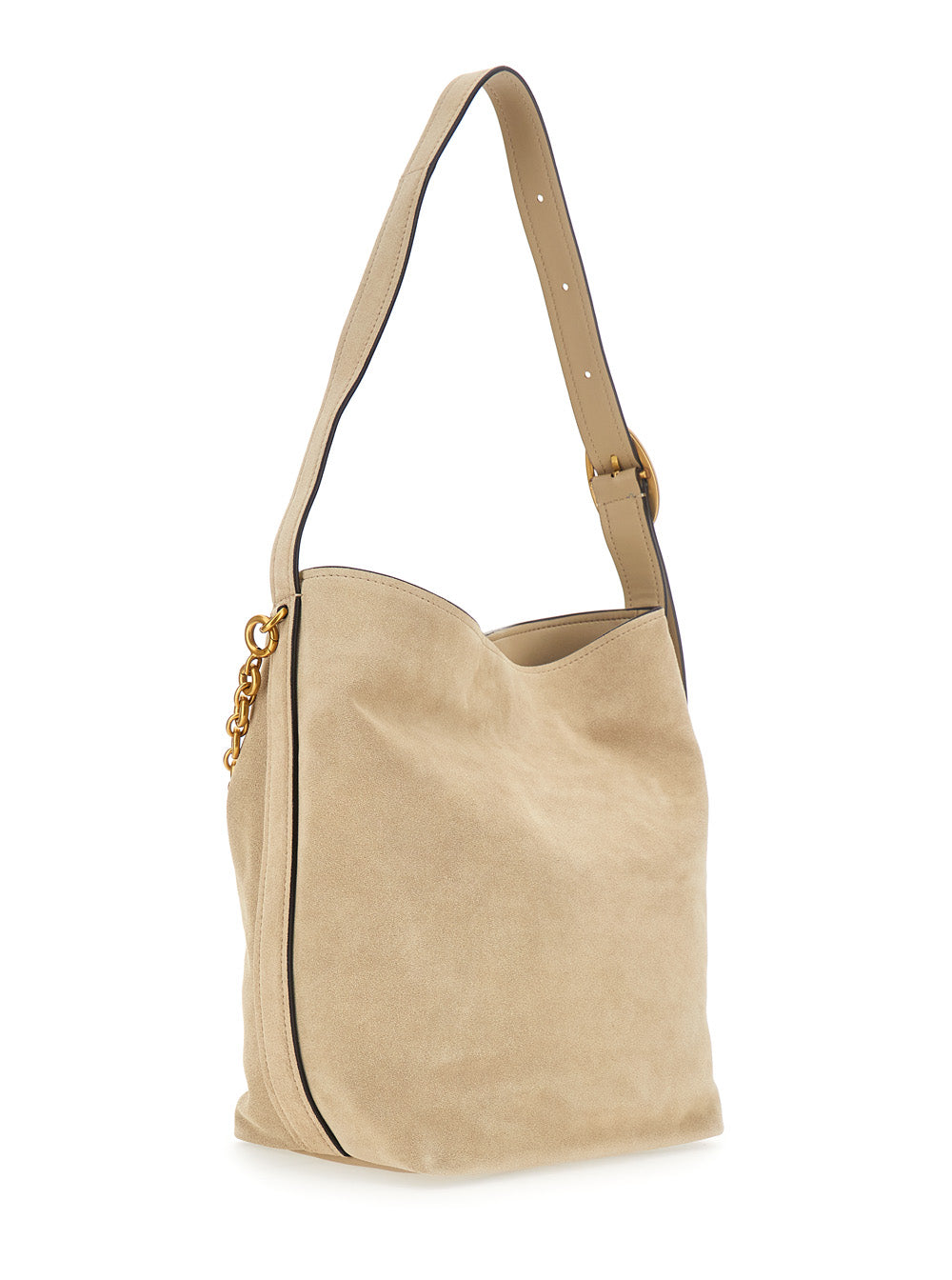 MICHAEL MICHAEL KORS Michael Michael Kors Women 'Nolita' Beige Shoulder Bag With Chain Detail And Logo Lettering On The Front In Suede For Women