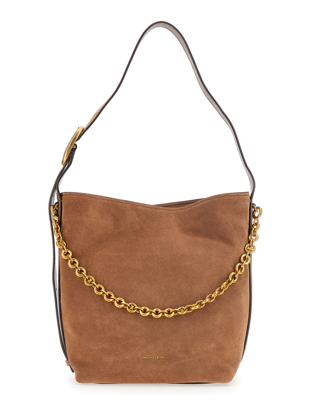 MICHAEL MICHAEL KORS Michael Michael Kors Women Brown Shoulder Bag With Chain Detail And Logo Lettering On The Front In Suede For Women
