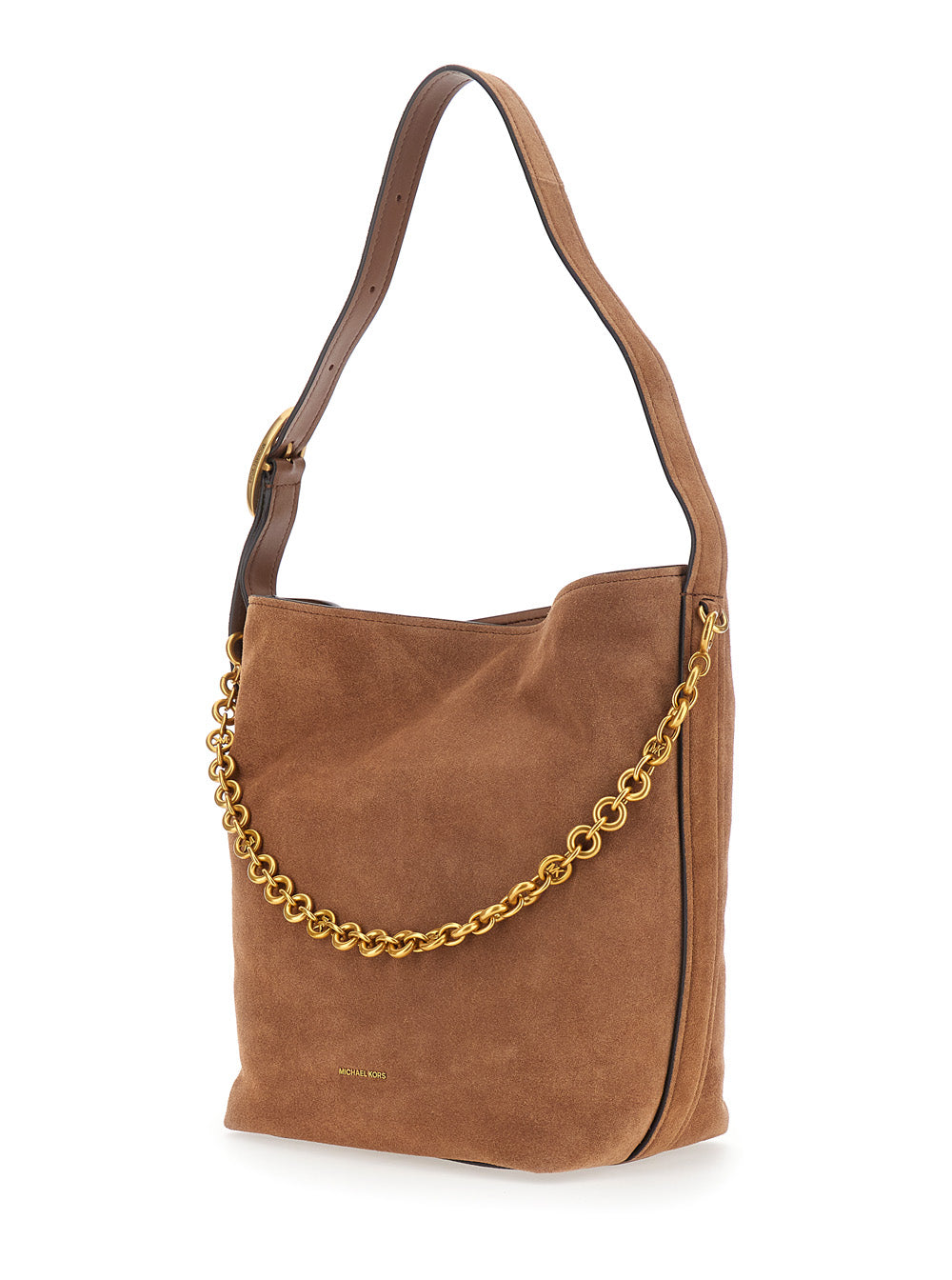 MICHAEL MICHAEL KORS Michael Michael Kors Women Brown Shoulder Bag With Chain Detail And Logo Lettering On The Front In Suede For Women