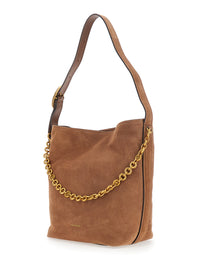 MICHAEL MICHAEL KORS Michael Michael Kors Women Brown Shoulder Bag With Chain Detail And Logo Lettering On The Front In Suede For Women