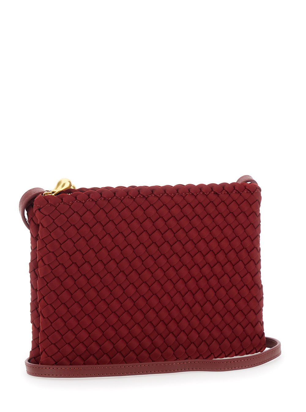Naghedi Women 'Soho' Red Medium Crossbody Bag With Adjustable And Removable Strap And Intreccio Motif In Eco-Leather For Women
