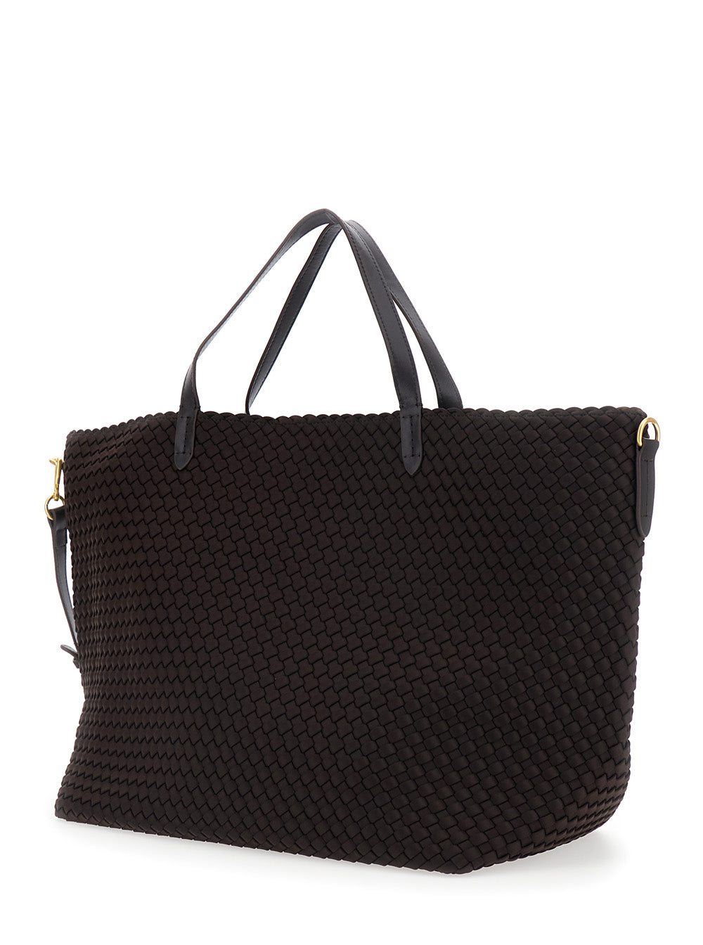 Naghedi Women 'Geneva' Brown Tote Bag With Adjustable And Removable Strap And Intreccio Motif In Ecoleather For Women