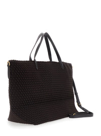 Naghedi Women 'Geneva' Brown Tote Bag With Adjustable And Removable Strap And Intreccio Motif In Ecoleather For Women
