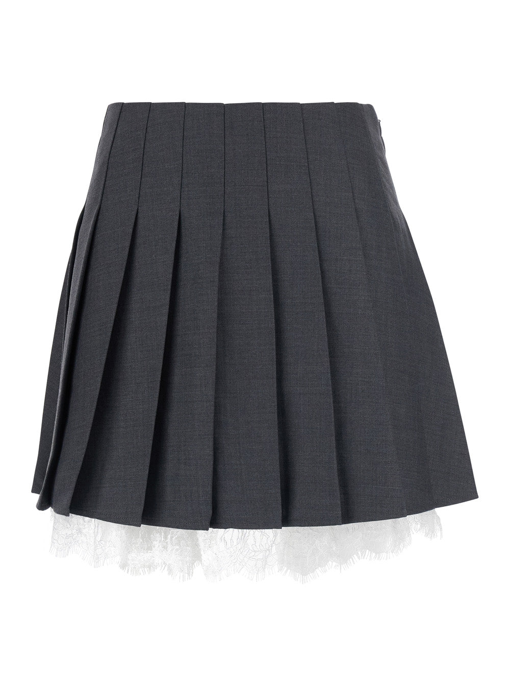 Self-Portrait Women Grey Skirt With Lace Details In Fabric Woman