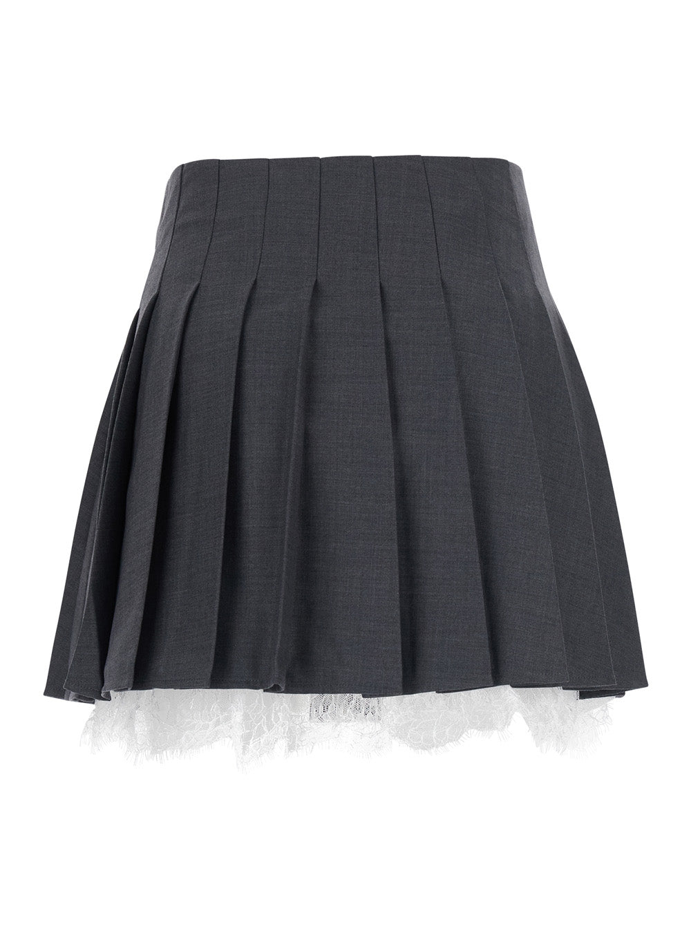 Self-Portrait Women Grey Skirt With Lace Details In Fabric Woman