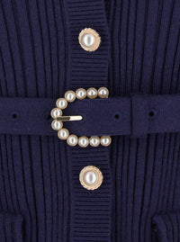SELF-PORTRAIT Self-Portrait Women Blue Cardigan With Ribbed Texture And Long Sleeves In Fabric And Cotton Woman