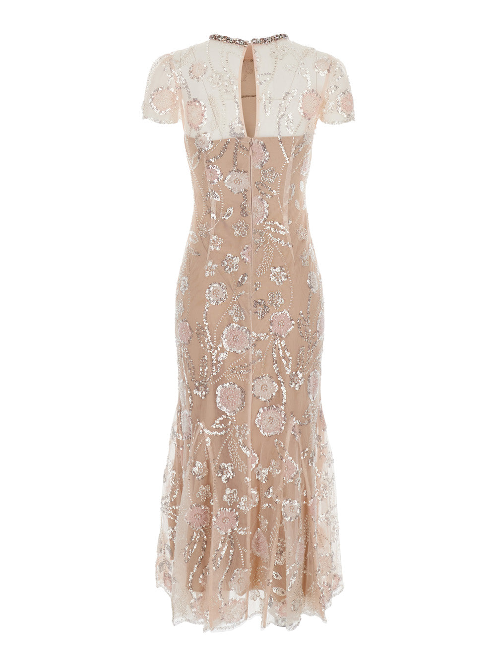 Self-Portrait Women Pink Long Dress With All-Over Sequins In Fabric Woman