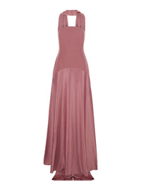 Solace London Women 'Mae' Pink Long Dress With Removable Scarf And Internal Boned Bodice In Tech Fabric For Women