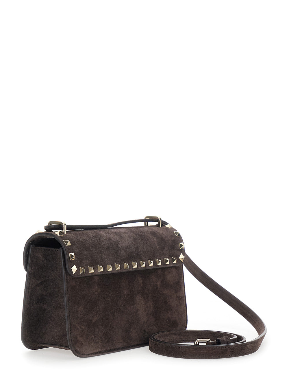 Valentino Garavani Women Brown Crossbody Bag With Envelope Design And Rockstud Decoration In Suede For Women
