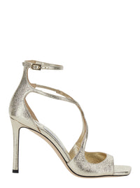 Jimmy Choo Women 'Azia' Metallic Colore Heels With Adjustable Closure In Fabric For Women