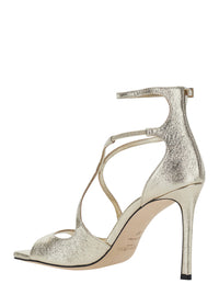 Jimmy Choo Women 'Azia' Metallic Colore Heels With Adjustable Closure In Fabric For Women