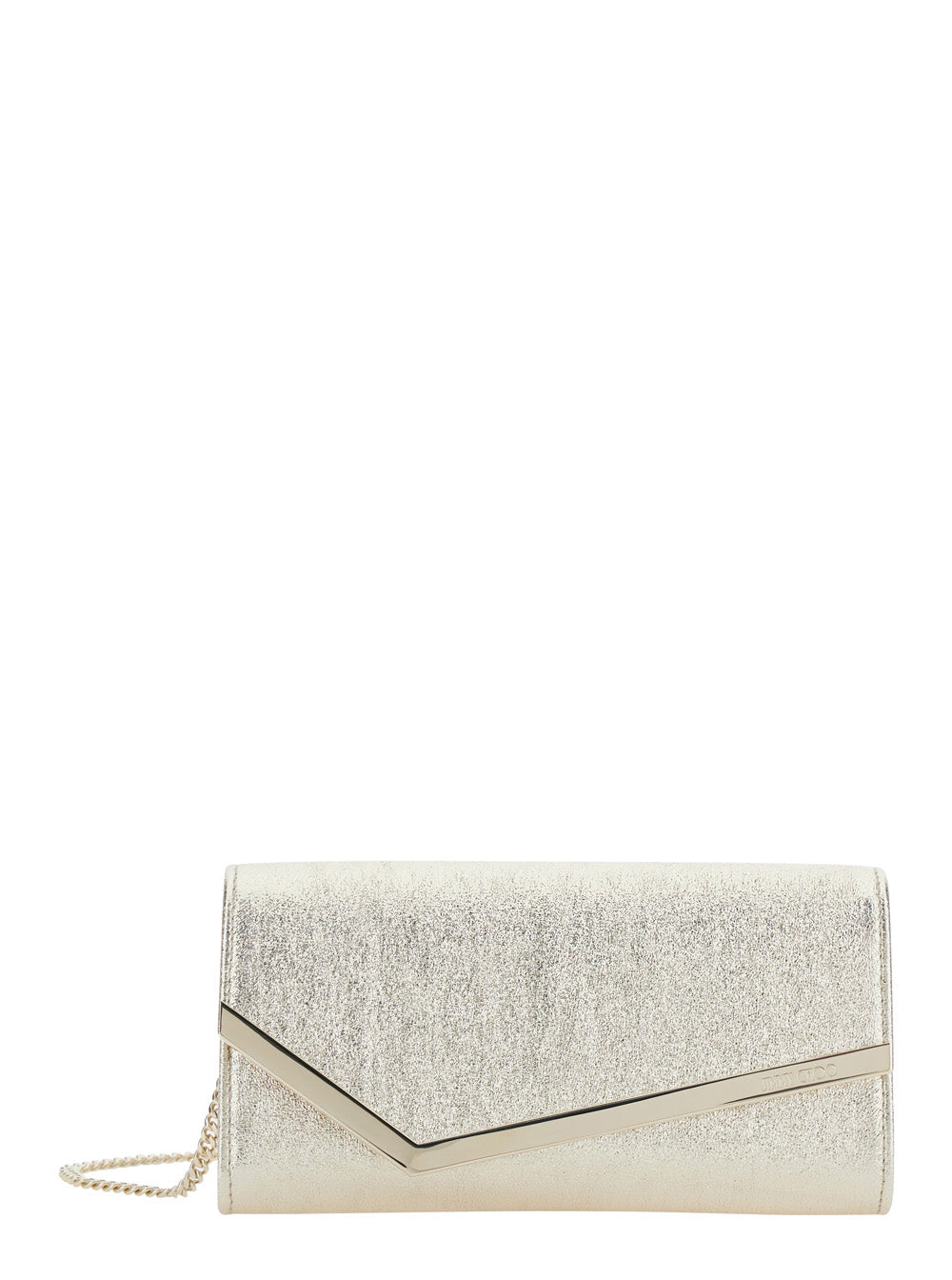 JIMMY CHOO Jimmy Choo Women 'Emmie' Metallic Colored Pouch With Chain Shoulder Strap In Leather Blend For Women