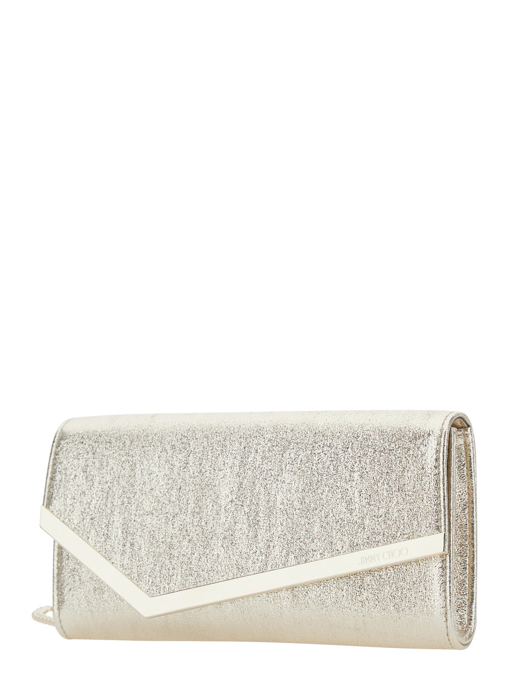 JIMMY CHOO Jimmy Choo Women 'Emmie' Metallic Colored Pouch With Chain Shoulder Strap In Leather Blend For Women