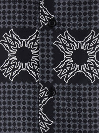Amiri Men Black Bowling Shirt With Cuban Collar And All-Over Geometric Print In Silk For Men