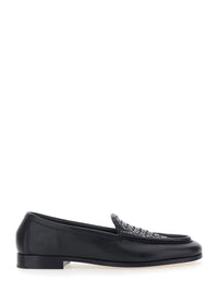 Bottega Veneta Men 'Silenzio' Black Loafers With Intreccio Motif On The Front In Leather For Men