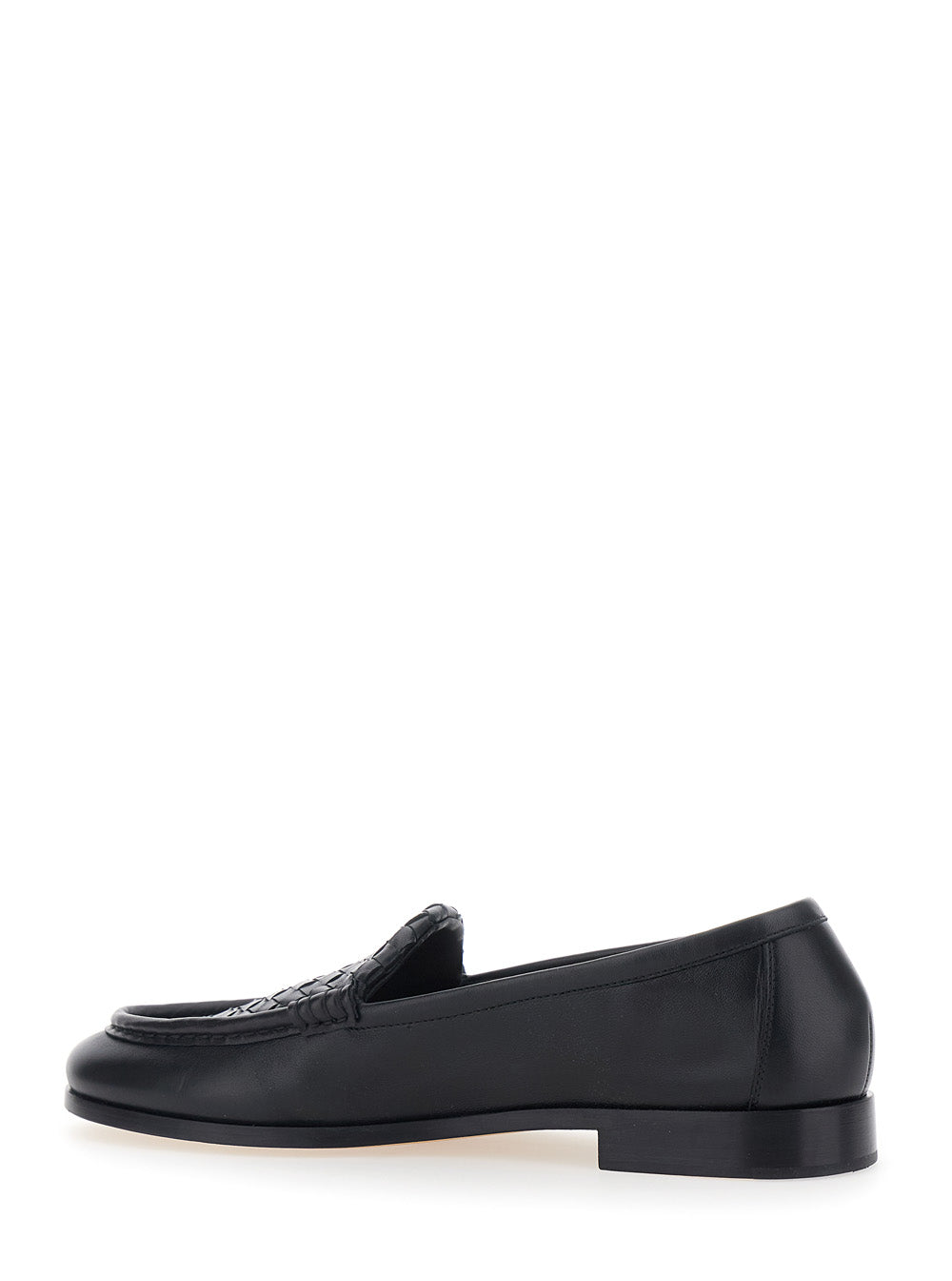 Bottega Veneta Men 'Silenzio' Black Loafers With Intreccio Motif On The Front In Leather For Men