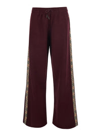 Burberry Women 'Jodie' Bordeaux Pants With Drawstring Waist And Check Motif On The Side In Cotton For Women