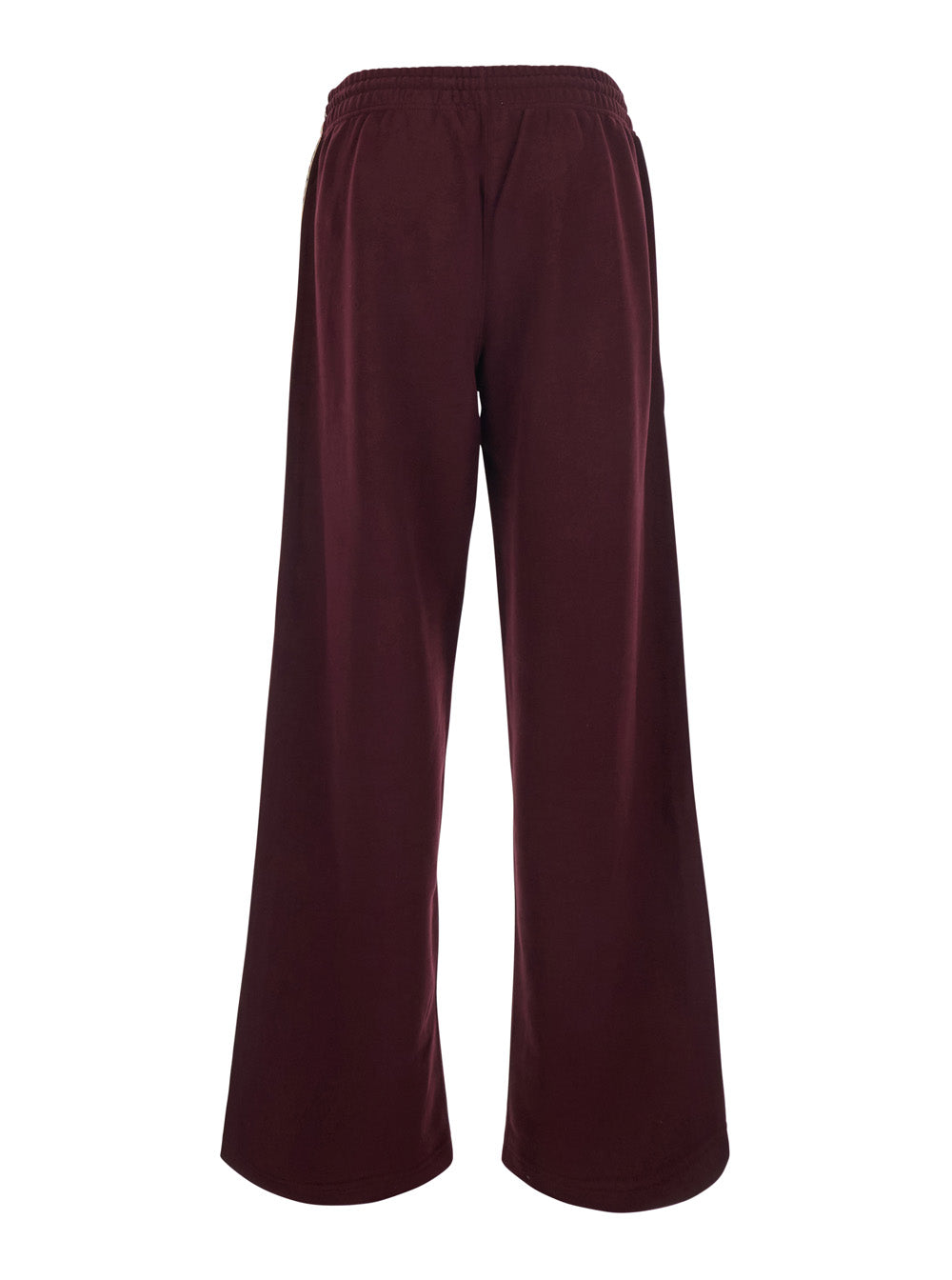 Burberry Women 'Jodie' Bordeaux Pants With Drawstring Waist And Check Motif On The Side In Cotton For Women