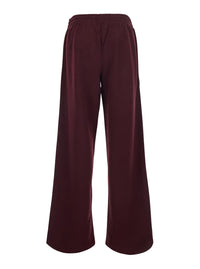 Burberry Women 'Jodie' Bordeaux Pants With Drawstring Waist And Check Motif On The Side In Cotton For Women