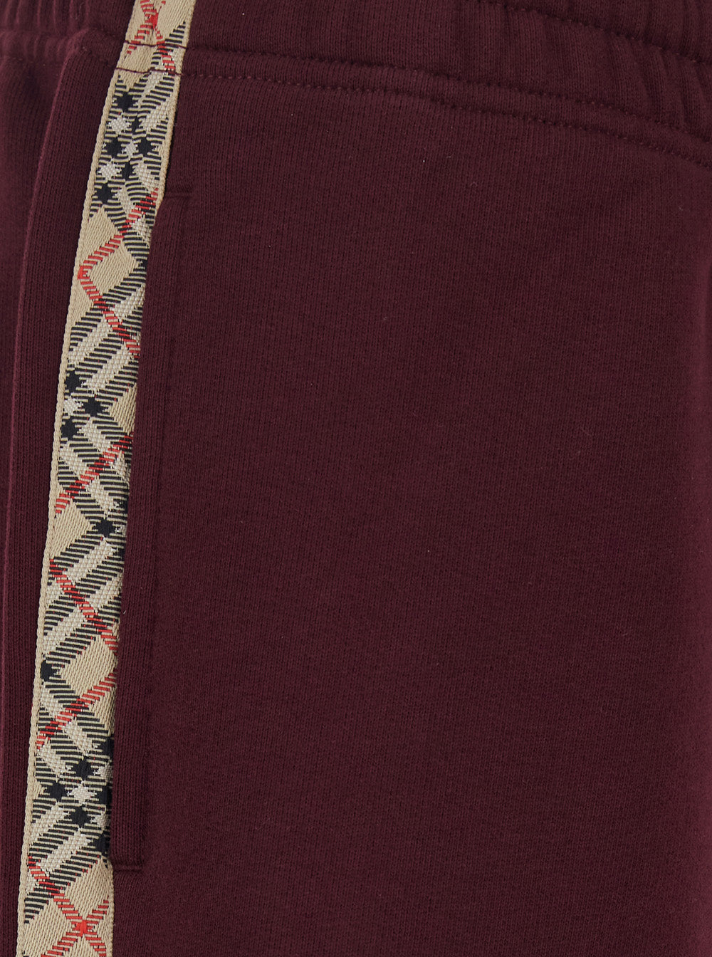 Burberry Women 'Jodie' Bordeaux Pants With Drawstring Waist And Check Motif On The Side In Cotton For Women