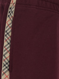 Burberry Women 'Jodie' Bordeaux Pants With Drawstring Waist And Check Motif On The Side In Cotton For Women