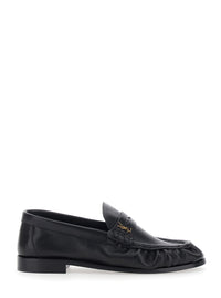 Saint Laurent Women 'Le Loafer' Black Loafers With Rounded Toe And Cassandre Plate In Leather For Women