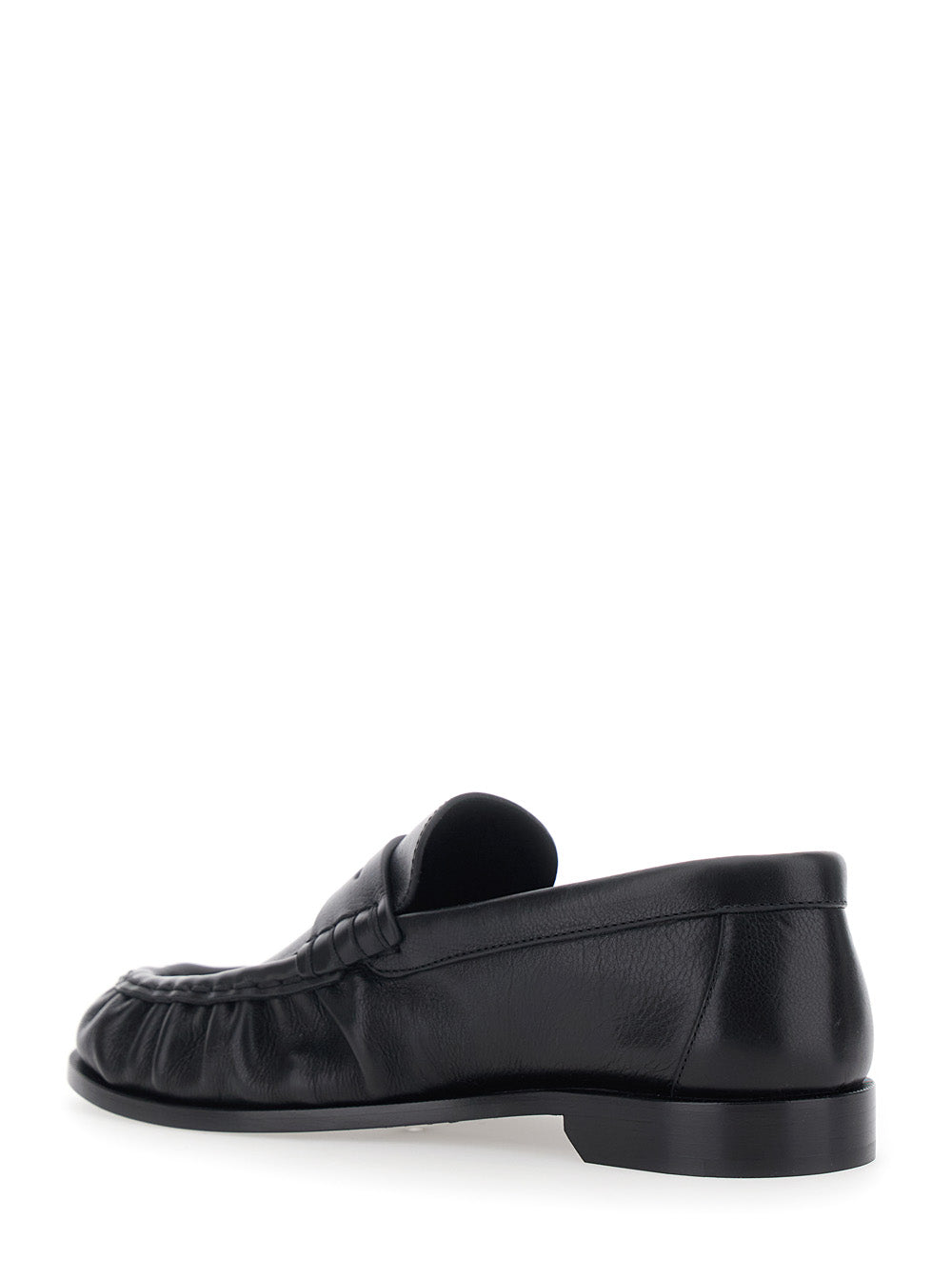 Saint Laurent Women 'Le Loafer' Black Loafers With Rounded Toe And Cassandre Plate In Leather For Women