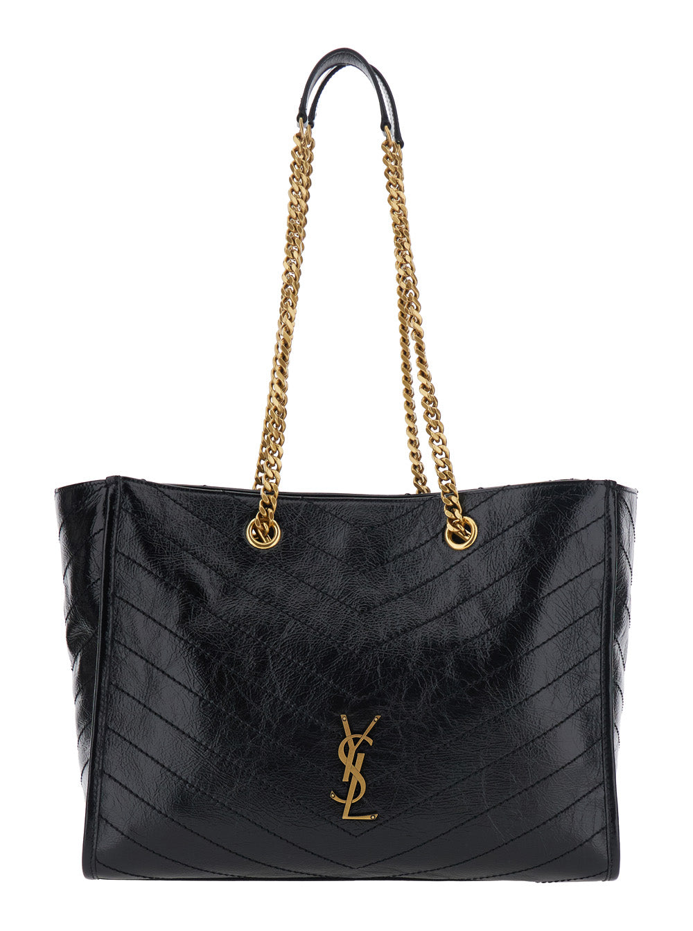 SAINT LAURENT Saint Laurent Women 'Niki' Black Shoulder Bag With Logo Plaque On The Front In Leather For Women