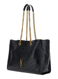 SAINT LAURENT Saint Laurent Women 'Niki' Black Shoulder Bag With Logo Plaque On The Front In Leather For Women
