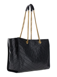SAINT LAURENT Saint Laurent Women 'Niki' Black Shoulder Bag With Logo Plaque On The Front In Leather For Women