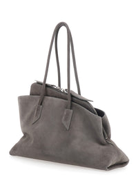The Attico Women 'La Passeggiata' Grey Medium Shoulder Bagwith Two Top Handles In Suede For Women