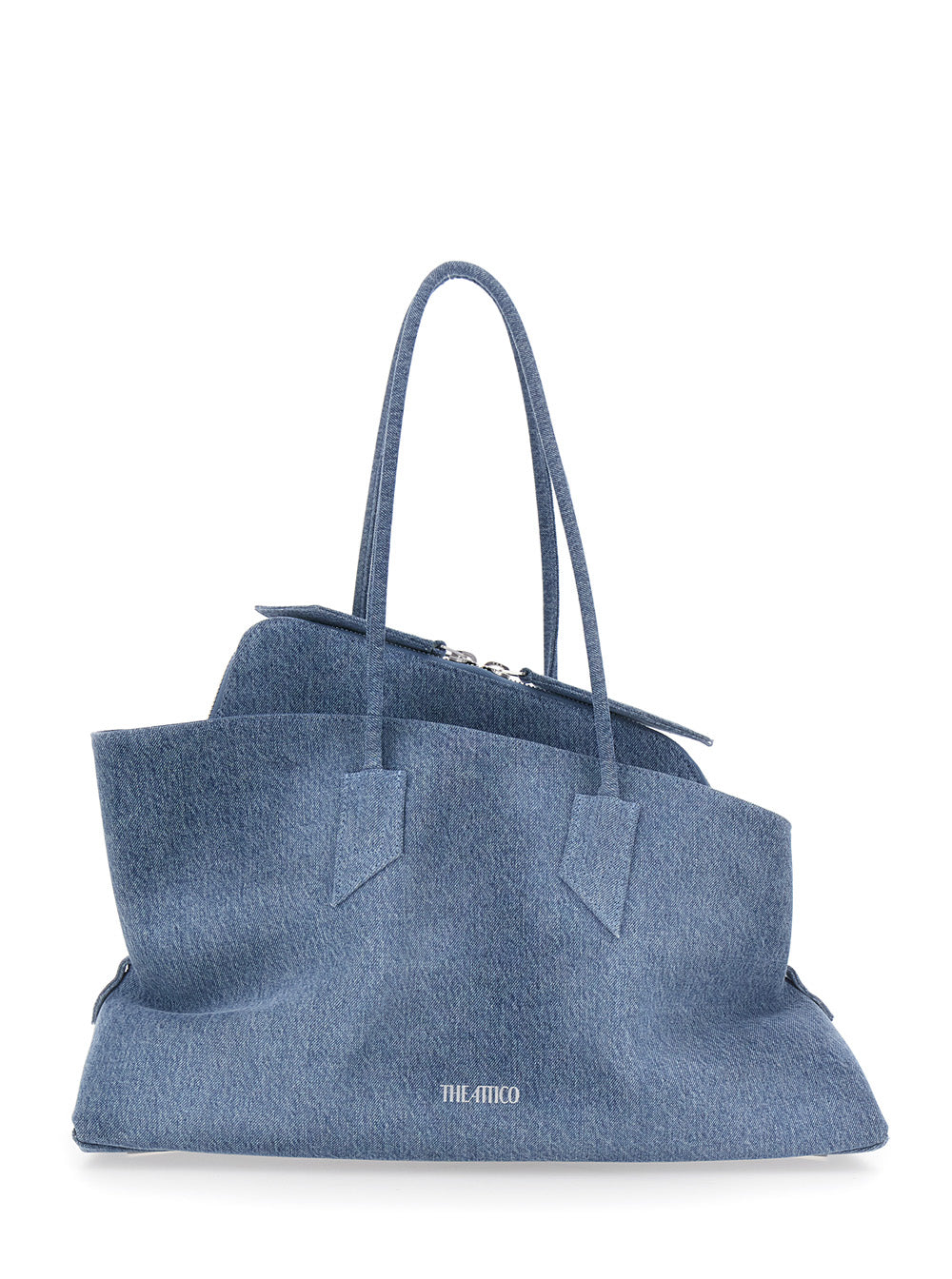 THE ATTICO The Attico Women 'La Passeggiata' Blue Medium Shoulder Bag With Two Top Handles In Denim For Women