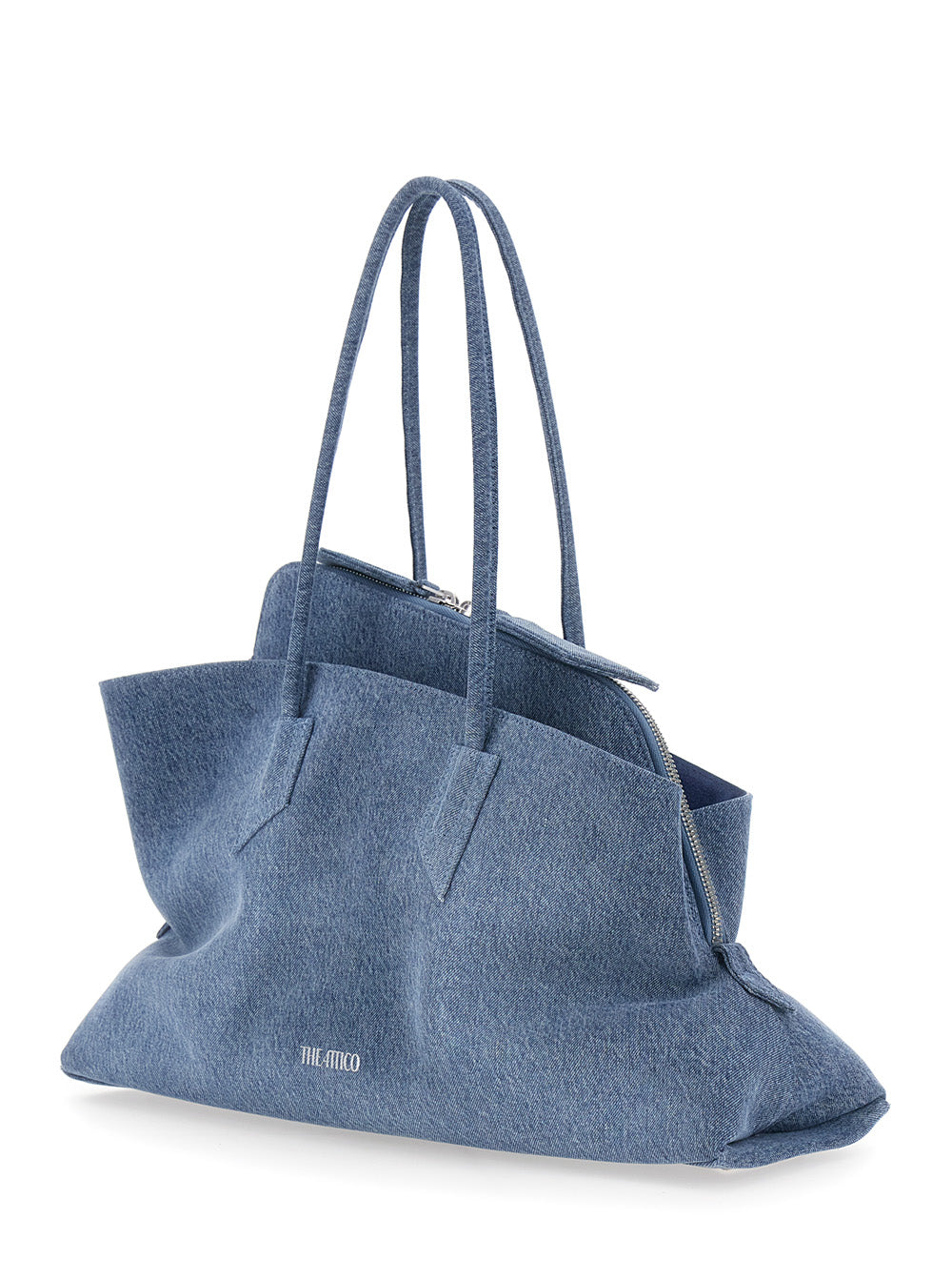 THE ATTICO The Attico Women 'La Passeggiata' Blue Medium Shoulder Bag With Two Top Handles In Denim For Women
