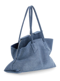 THE ATTICO The Attico Women 'La Passeggiata' Blue Medium Shoulder Bag With Two Top Handles In Denim For Women