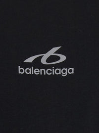 Balenciaga Men Black Crew Neck T-Shirt With Logo Lettering On Front And Back In Cotton For Men