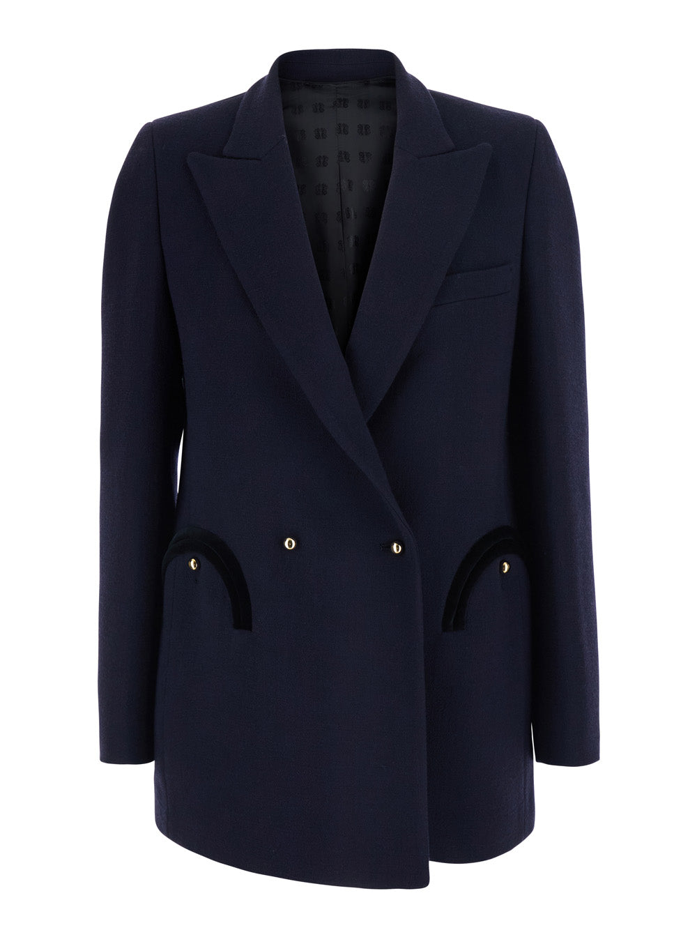 Blaze Milano Women 'Resolute' Blue Double-Breasted Jacket With Peak Revers In Cotton For Women