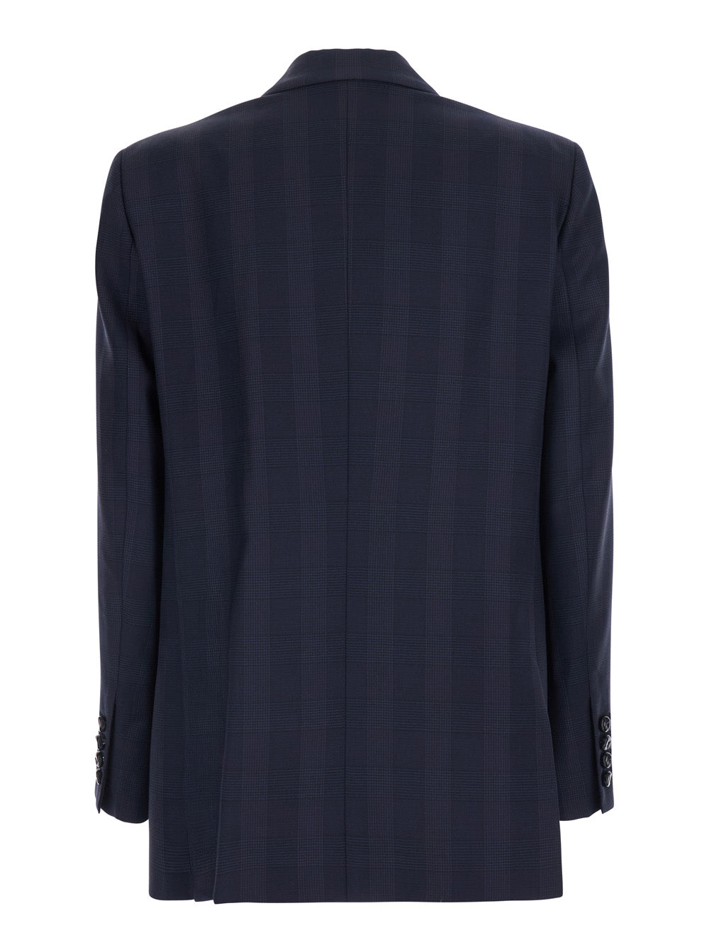 Blaze Milano Women 'Aramis' Blue Double-Breasted Jacket With Peak Revers And Check Motif All-Over In Wool For Women