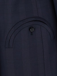 Blaze Milano Women 'Aramis' Blue Double-Breasted Jacket With Peak Revers And Check Motif All-Over In Wool For Women