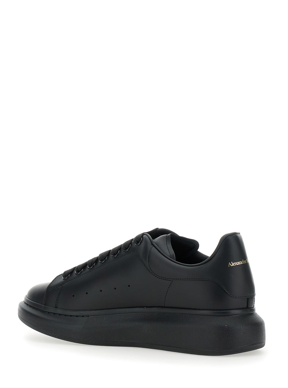 Alexander Mcqueen Men Oversize Sneakers With Logo Lettering On The Heel In Black Leather For Men
