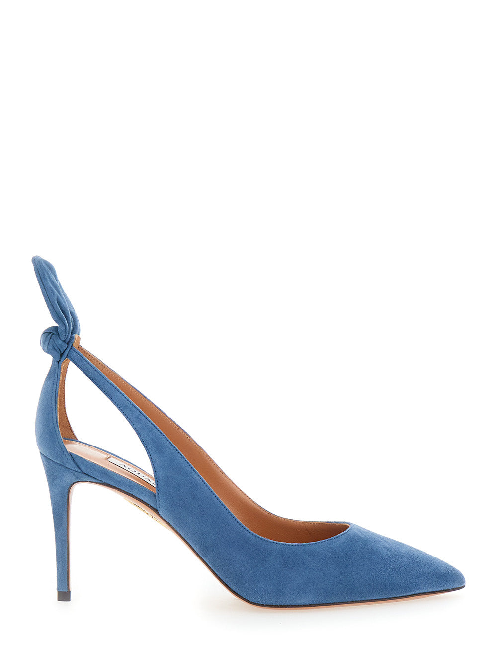 Aquazzura Women Blue Pointed Toe Pump With Bow Detail In Suede For Women