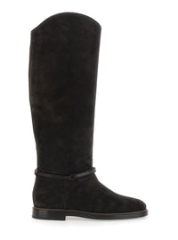Brunello Cucinelli Women Brown Boots With Monile Detail On The Side In Suede For Women